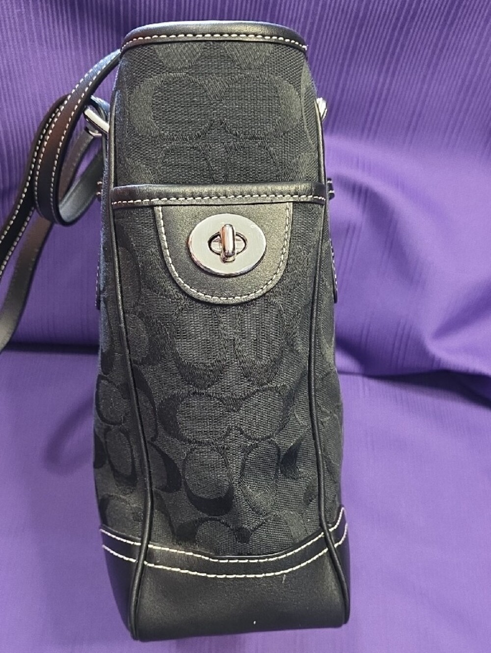 Coach Black Signature Canvas and Leather Tote - Picture 6 of 15
